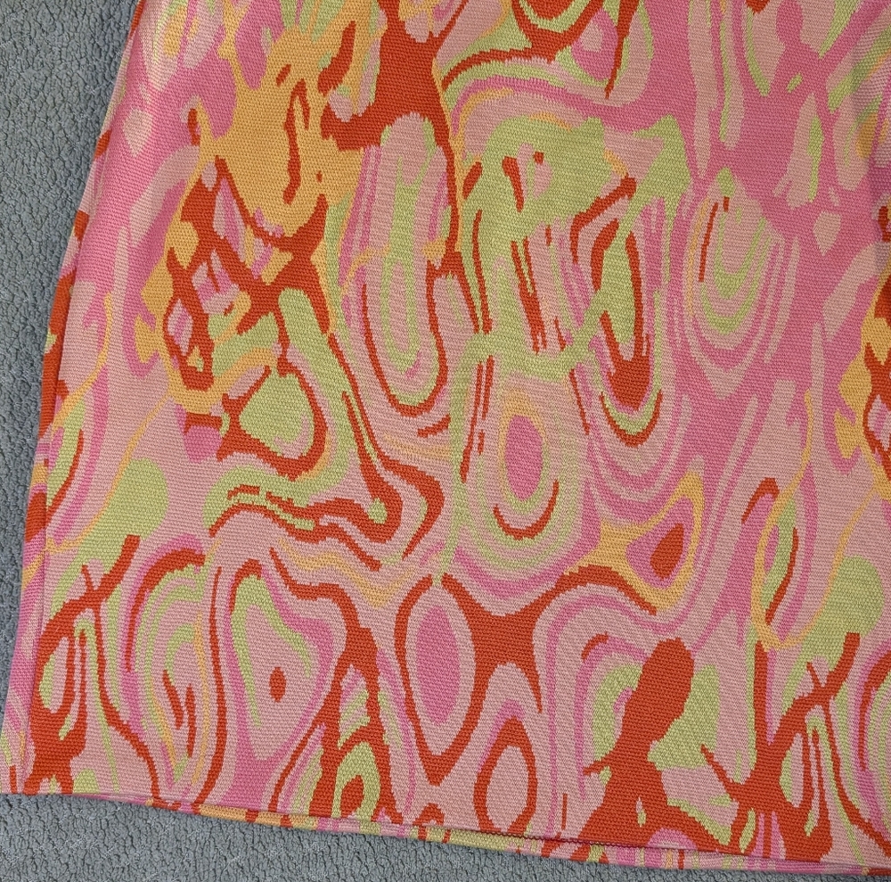ZARA Pink Orange Abstract Slip Mini Dress Y2K Psychedelic Bodycon Festival - M - Picture 6 of 12